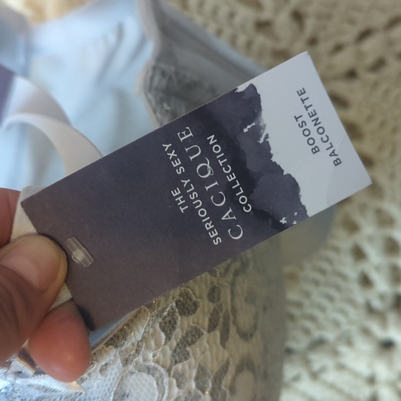 CACIQUE NTW size 44I Bra Boost Balconette blue silver metallic corset style new - Picture 4 of 16